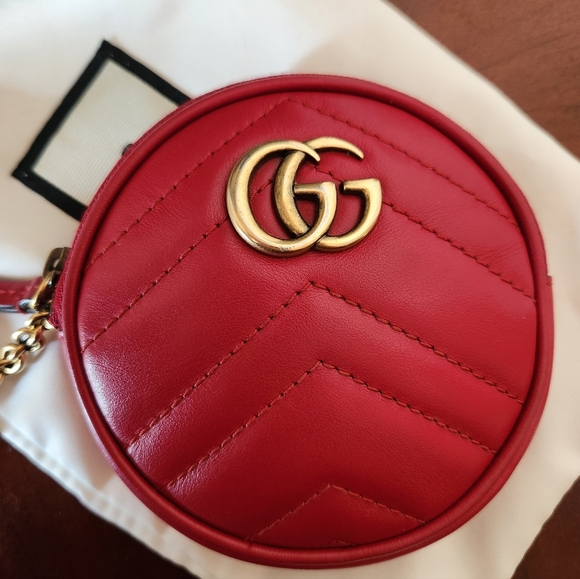 Gucci Marmont GG Red Leather Zip Around Coin Purse Wallet - Picture 3 of 8
